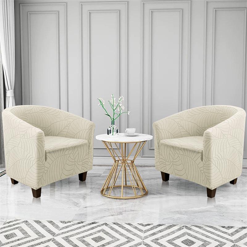 1ks potah na židli s potiskem listů, jednobarevný žakárový potah na židli, elastický měkký potah na pohovku s potiskem, odolný proti nečistotám, do obývacího pokoje