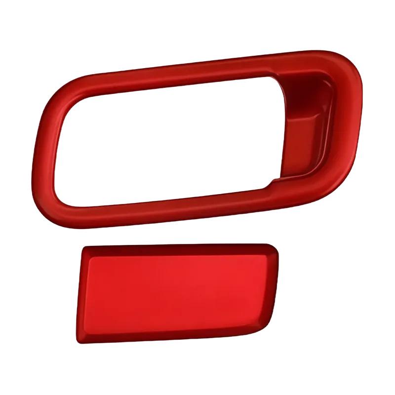 Honda Accord 18th Gen Red Interior Trim Kit: Gear Shift Frame, Armrest, Air Vent, Gear Knob, Steering Wheel.