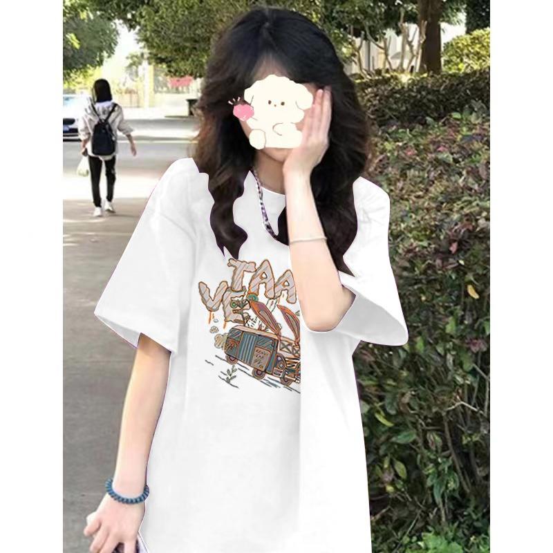 Unique Lazy Sle ort Sve Oversized Cotton T-irt Women's plus Size Loose Fit Purple Color Belly Covering Slimming Top