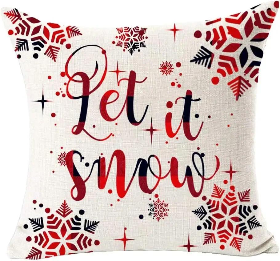 Merry Christmas snowflake red bear linen decorative pillow cover home sofa decorative cushion cover cushion cover LF-DZ,(9)