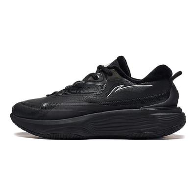 Li Ning Polaire Douce et Chaude Respirante Absorbant les Chocs Légère Chaussures Décontractées Basses Baskets pour Femmes Noir AGLT124-2
