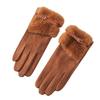 Suede Gloves Women's Autumn and Winter Mink Fur Belt Windproof and Velvet Warm Touch Screen Outdoor Electric Vehicle Riding Gloves