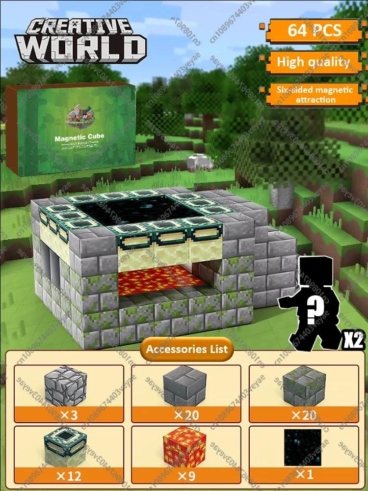 Magnetische Bausteine Mine World Magnetwürfel Wald Set für Junge Mädchen Kind Alter 3+ DIY Modell Kinder STEM Sensorisches Spielzeug Geschenk