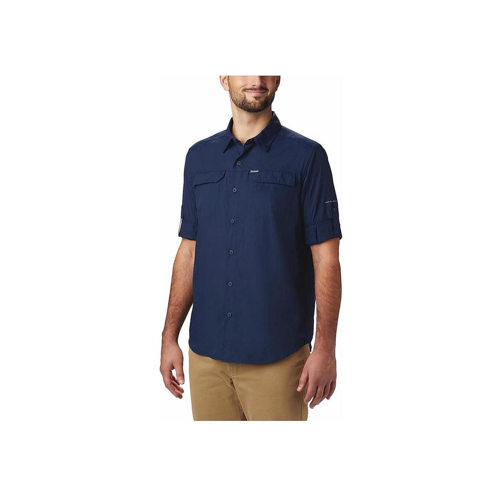 Columbia Solid Color Outdoor Sun Protection UV Resistant Casual Sports Lightweight Quick-Dry Breathable Long Sleeve Shirt Men Shirts Blue AE0651-464