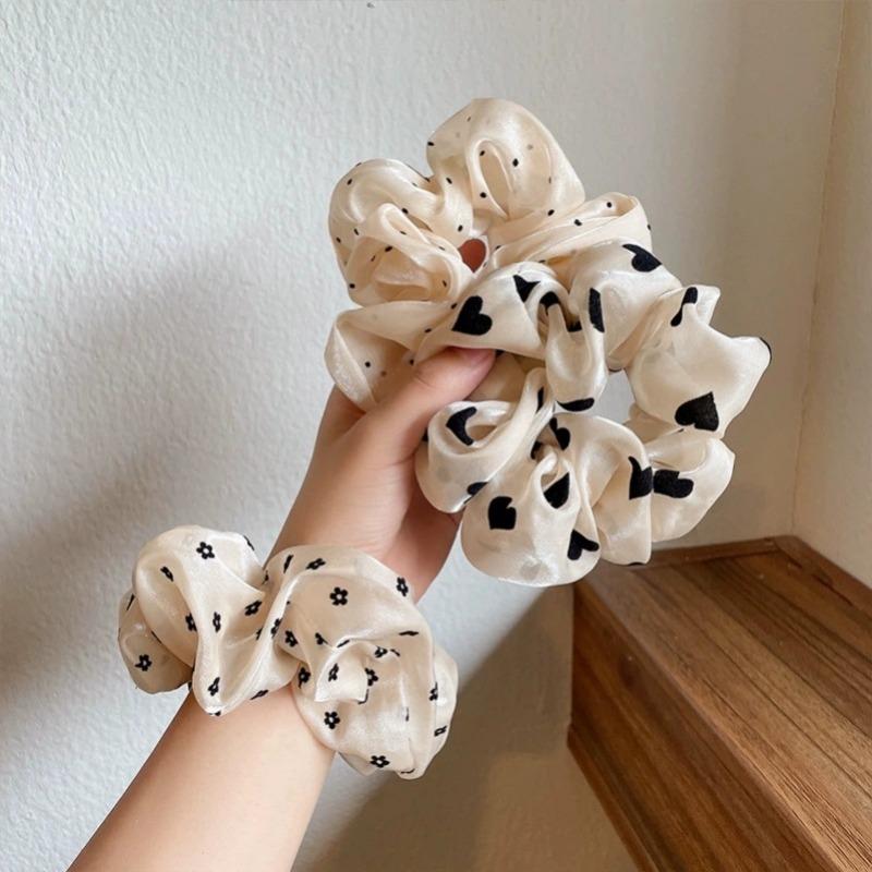 1/3 Pcs Minimalist Sweet Fabric Hair Ties for Women Girls Floral Polka Dot Printed Hair Scrunchies Elastic Accessories