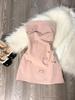 Korean Pink 3D Bow Strapless Dress - Spring/Summer Hot Girl Waist-Cinched Skirt