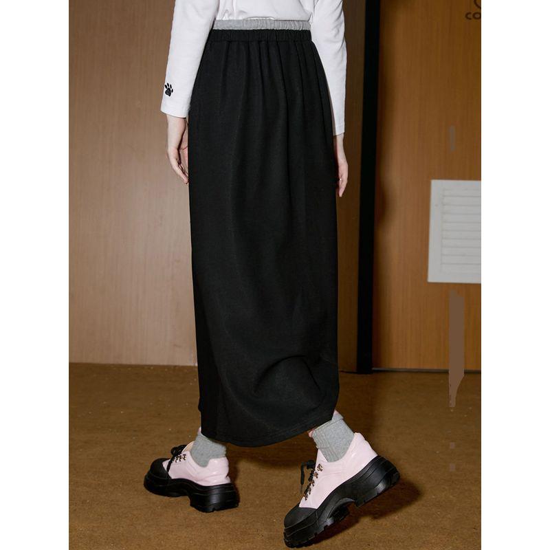 Coolhut2026 Spring Versatile Casual Patchwork A-Line Skirt Women's Long Skirt High Waist