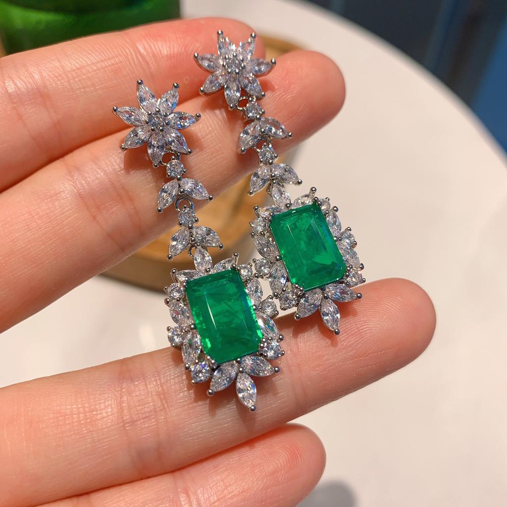 Color Simulation Jewelry Earrings Fashionable Paraiba Emerald Women Live Streaming
