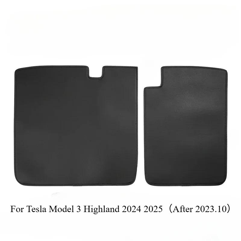 For Tesla Model 3 Highland 2025 Rear Seat Back Cover Leather Second Row Seats Backrest Protector Mat Car Interior Anti Kick Pads