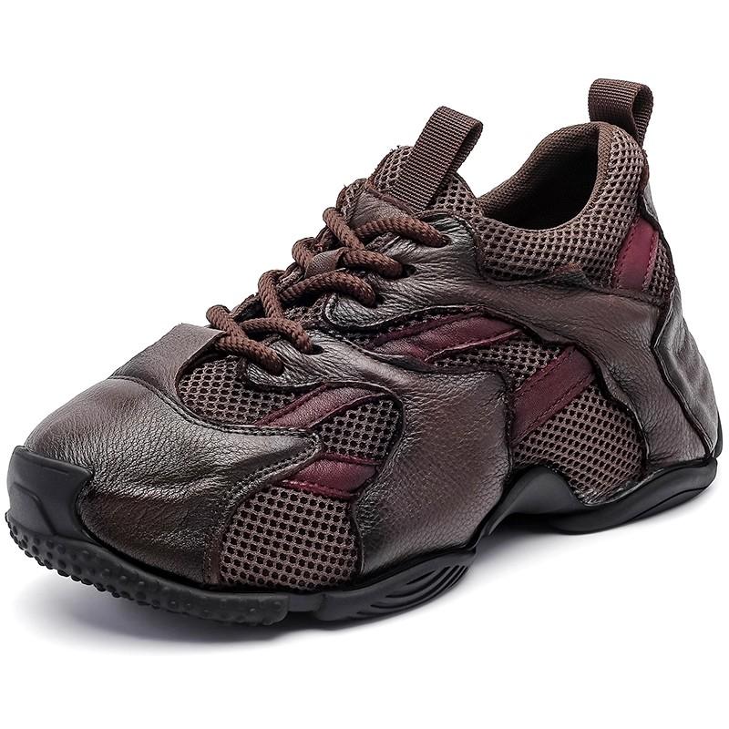 Fashion Cow Genuine Leather Women Comfy Rubber Autumn Chunky Sneakers Spring Flats Vulcanize Loafer Shoes Platform Wedge