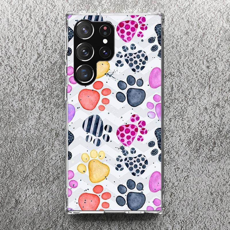 Dog FootPrint Soft Case for Samsung Galaxy S25 S24 S23 S22 Ultra S21 Plus S20 FE Phone Shell S10 + Pattern Cover Paw Cute Print