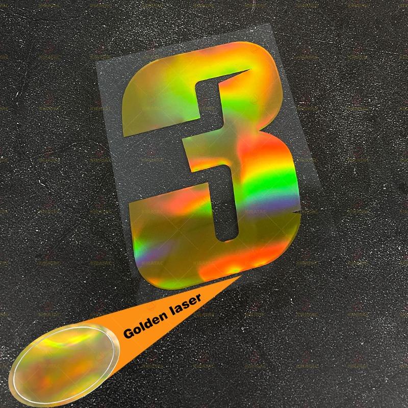 1pc Laser Gold Number Motorcycle Stickers Waterproof for Motorcycle Helmets Mudguards Car Windows Bicycle Universal Vinyl Decals