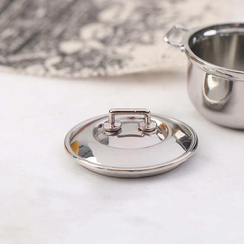 1/12 Dollhouse Miniature Imitated Stainless Steel Casserole Kitchen Cookware