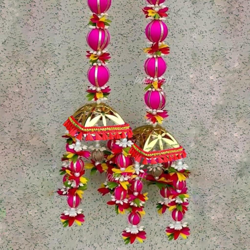 Wall Hanging Decoration 2 Pcs, Size 2 Ft Each, Pooja Room Decor Items, Door Decorative Items Hanging, Artificial Flowers Dekoration Hanging