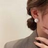 Frosted Gold Brushed Half Metal Big Ball Round Earrings for Women Retro Unique Creative Versatile Accessories Brincos