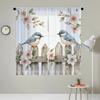 Set Of 2 Hd Digital Plant Bird Printed Window Screen Home Decor Style Decoration Living Room Bedroom Rod Curtain For Made Polyester