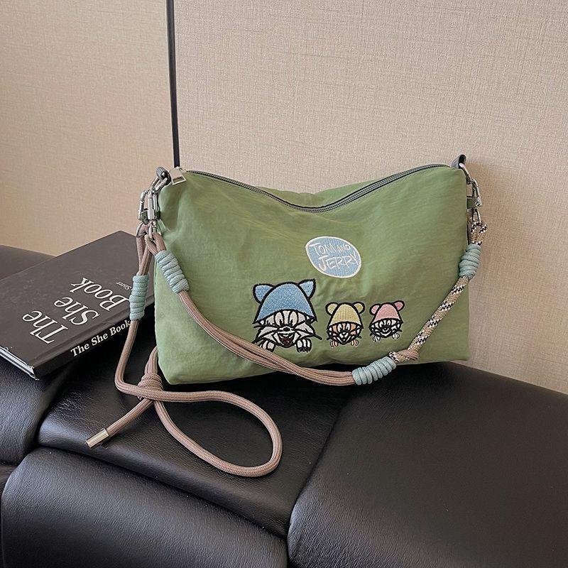 2025 Japanese Embroidery Canvas Crossbody Bag - Gao Yuanyuan Style, Cute Women’s Shoulder Handbag