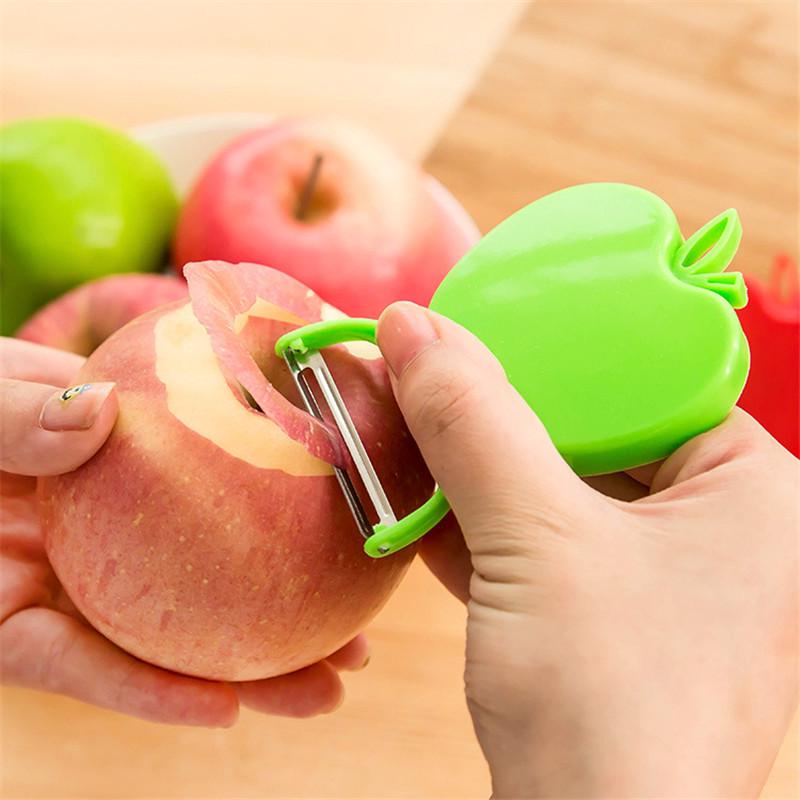 2pcs Apple Shape Stainless Steel Fruit Peeler Mini Foldable Vegetable Peeler Portable Kitchen Tool
