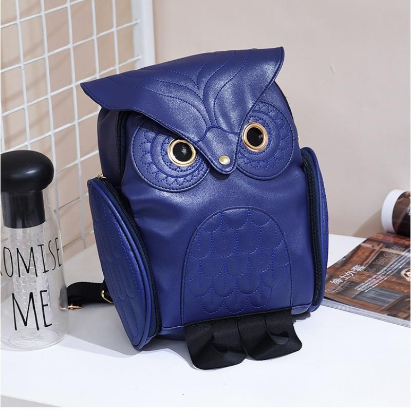Trendy women s owl backpack casual travel bag fashion personality cartoon three-dimensional backpack синий