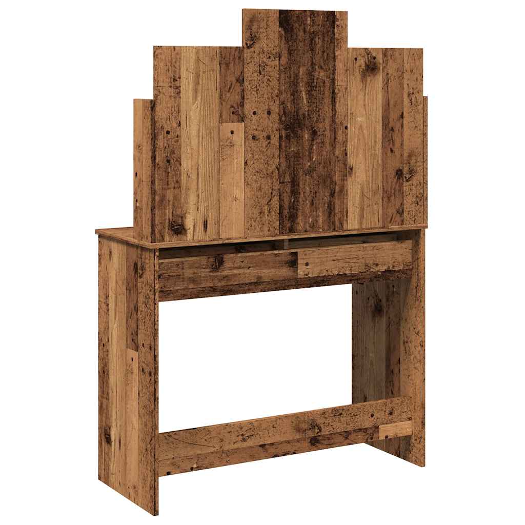Makeup Table with Mirror Rustic Wood Look 96 x 39 x 142 cm