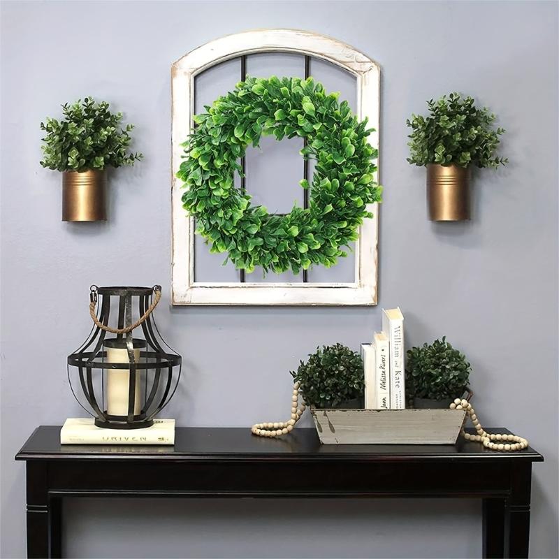 Spring Wreath for Front Door, Window, Wedding Party, Indoor and Outdoor Decorations, Artificial White Leaf Wreath