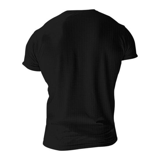 Men Summer T-shirt Short Sleeves Slim Fit Thin Solid Color Stretchy Buttoned V Neck Pullover Thread Sport Fitness Top
