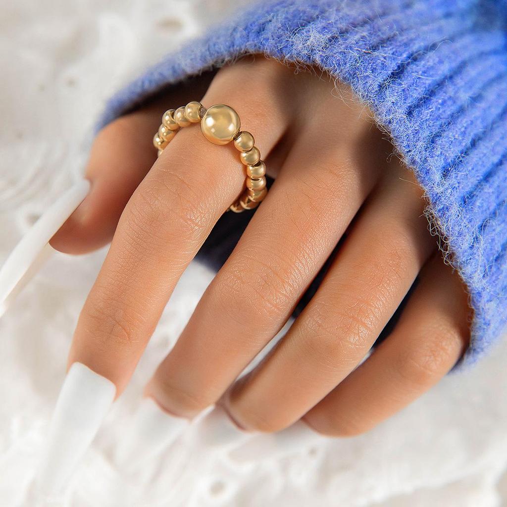 French Style Niche Versatile Bead Index Finger Ring Women's Jewelry Simple Design Imitation Pearl Single Ring Women