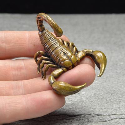 Reines Kupfer Tier Skorpion König Figuren Miniaturen Vintage klassische Desktop Ornament Dekorationen Zubehör Messing Teehaustier