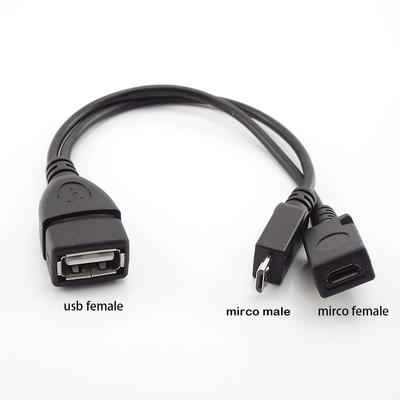 1 In 2 OTG Micro Usb Female To Mirco 5 Pin Male Female Host Power Y Splitter Usb Adapter Cable Durable Micro USB OTG for PC
