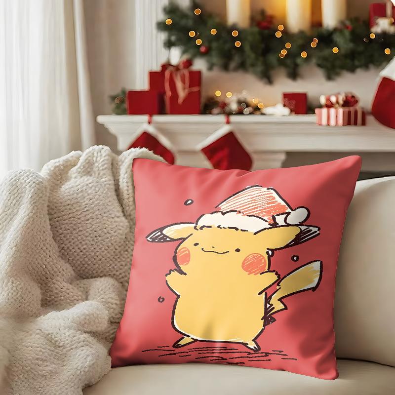 Pikachu Wears a Hat and Cute Christmas Pillow Case To Enhance the Sense of Home Atmosphere