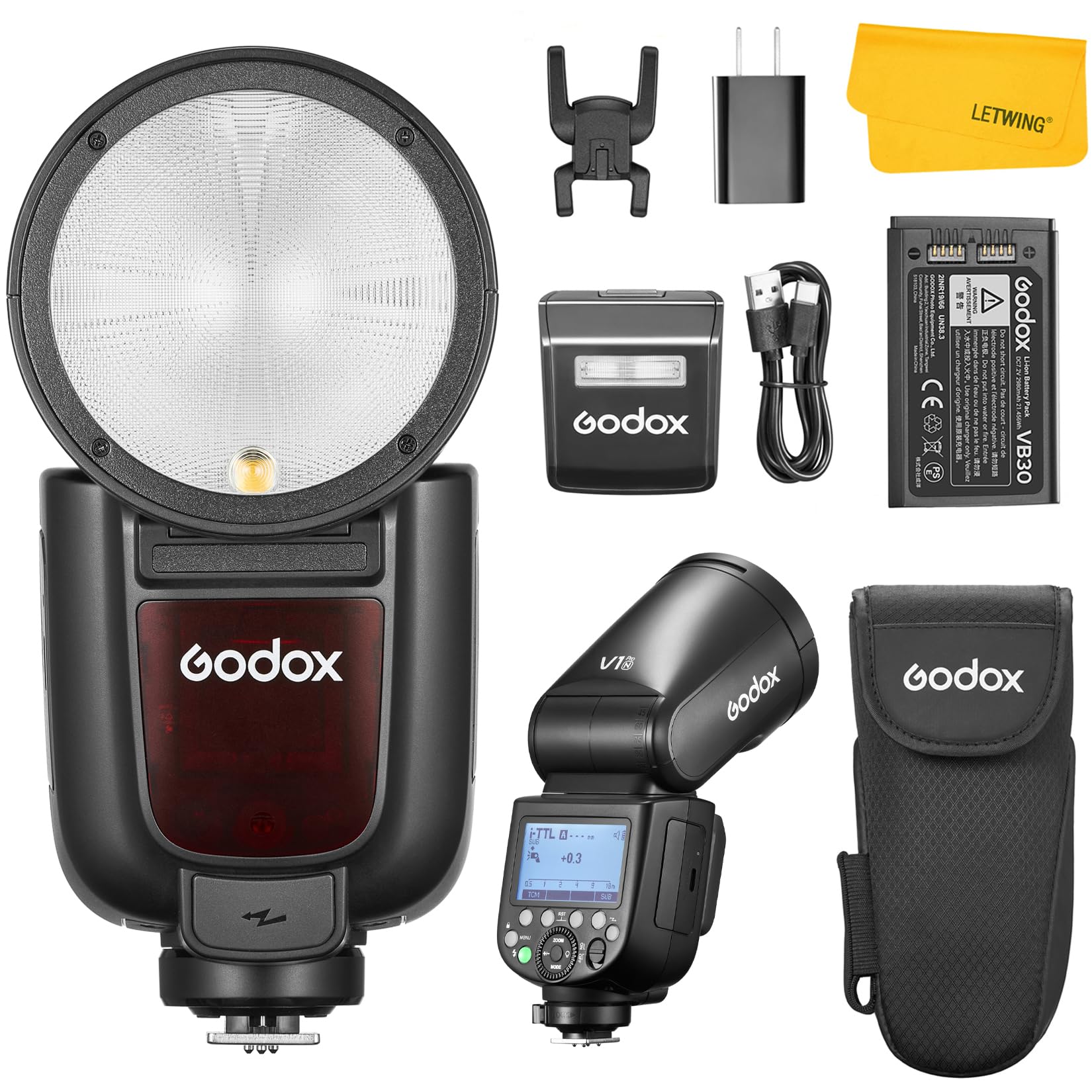 

GODOX V1 Pro N V1ProN Round Head TTL Camera HSS Detachable Modeling Compatible with Nikon Cameras Flash, 2.4G 1/8000s, Sub-Flash Design, Built-in
