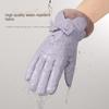 Down Cotton Plush Thickened Gloves Soft Ears Finger Mittens All-Match Bow Anti-cold Mittens  Daily