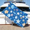 Sea Life Starfish Beach Towel – Oversized Quick Dry Sand Free with Watercolor Seashell & Seahorse Print
