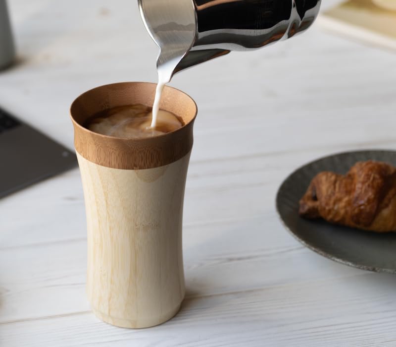 RIVERET Layered Tumbler 270ml Pair Set Bamboo Dishwasher Safe White/Brown RV-129WB