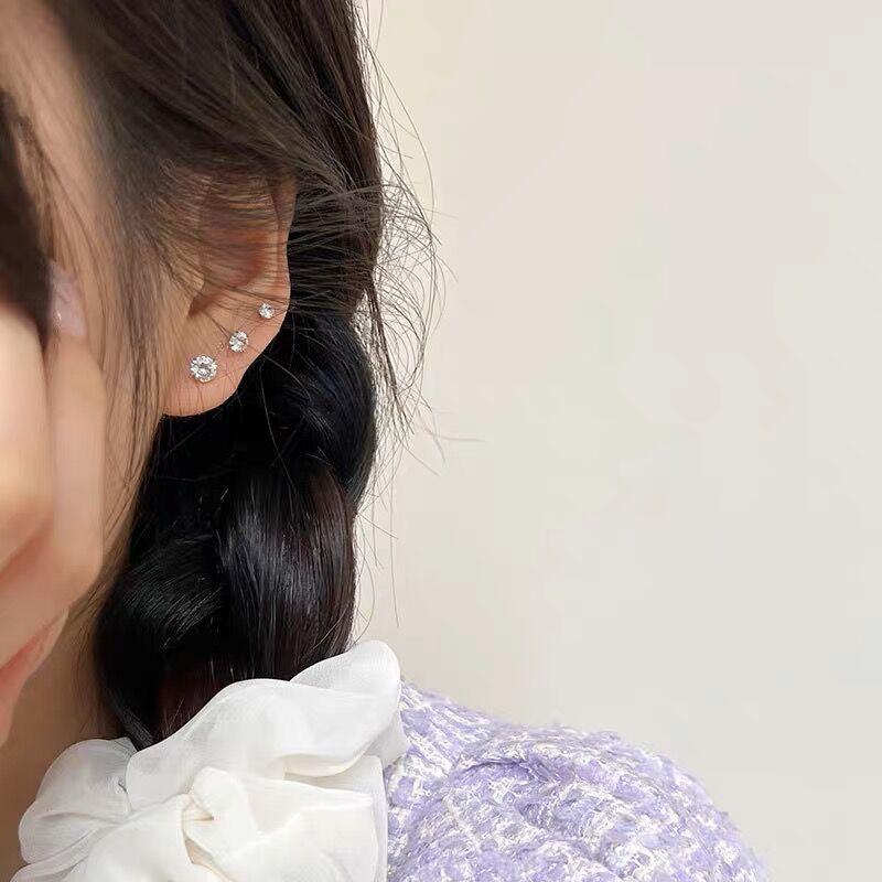 Elegantní puzetové náušnice se šroubovacím zapínáním, třpytivé zirkonové a diamantové akcenty, hypoalergenní, dárkové šperky, jemné doplňky pro piercing uší, dárek pro ženy