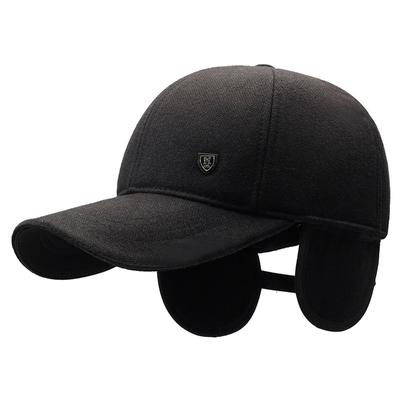 New Hat Middle-Aged Men'S Woolen Baseball Cap Thickened Ear Protector Winter Middle-Aged And Elderly Peaked Cap Dad Hat