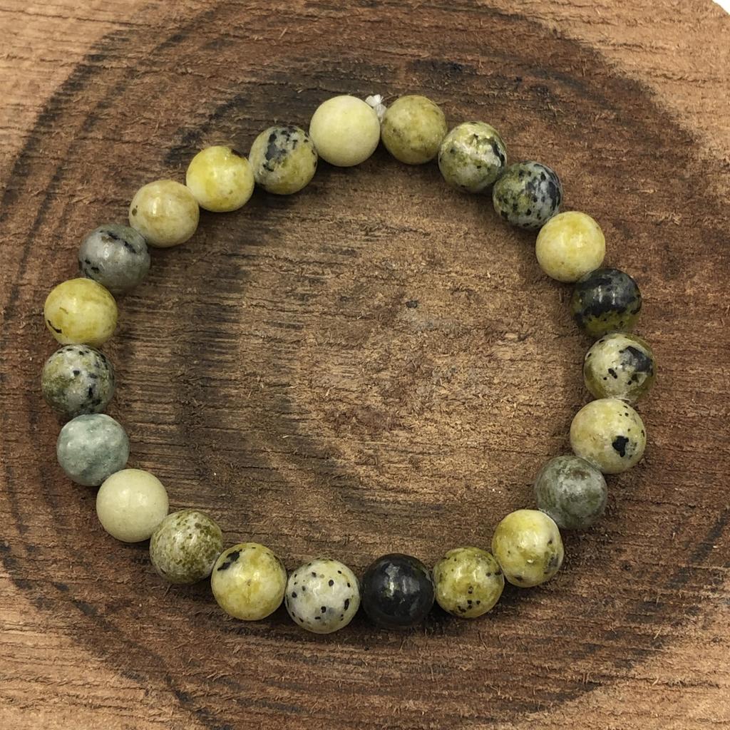 8mm Natural Serpentine B Gemstone Round Beads Unisex Designer Bracelet 7.5" For Valentine's Gift RBB-49