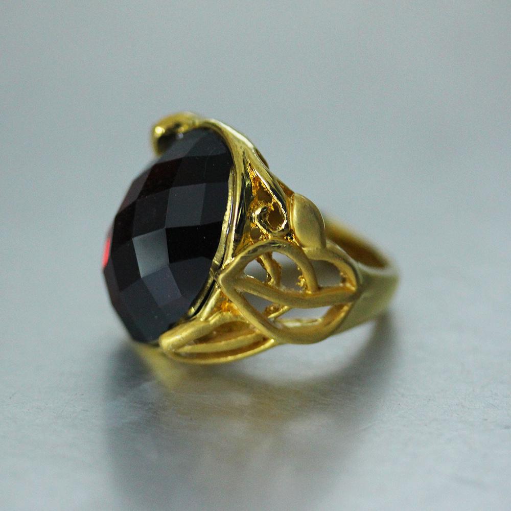 Neuer Großer Kristallring Herren Goldfarbe Hohlblatt Geometrie Ringe Für Männer Vintage Party Schmuck Geschenk 2024