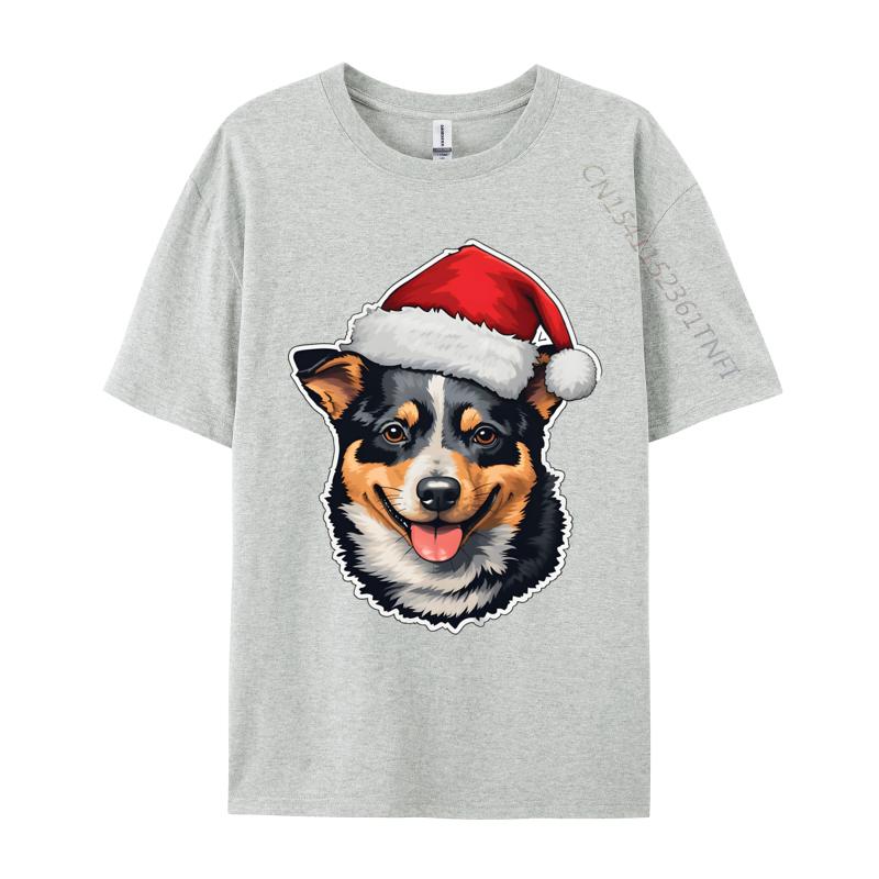 Christmas Australian Cattle Dog TShirt Kawaii Style Winter Tops Tees For Men Special 100 Cotton Fabric
