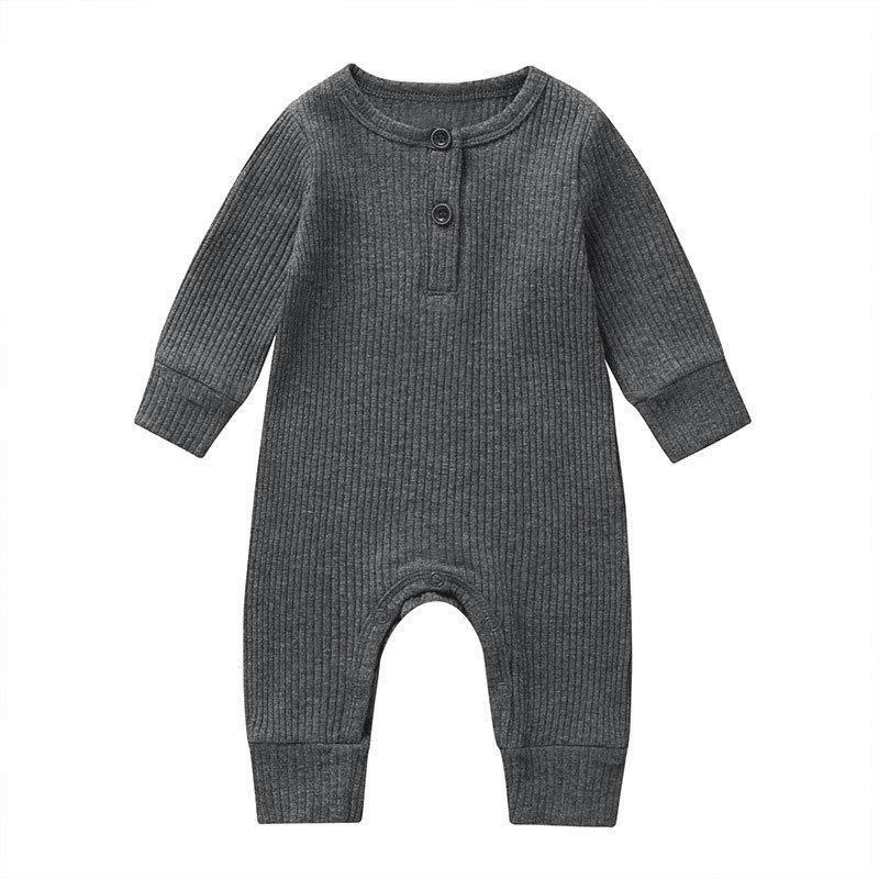Long Sleeve Baby Romper Solid Color Simple Fashion Infant Jumpsuit Princess Style