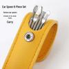 6-Piece Portable Ear Spoon Set in Leather Case