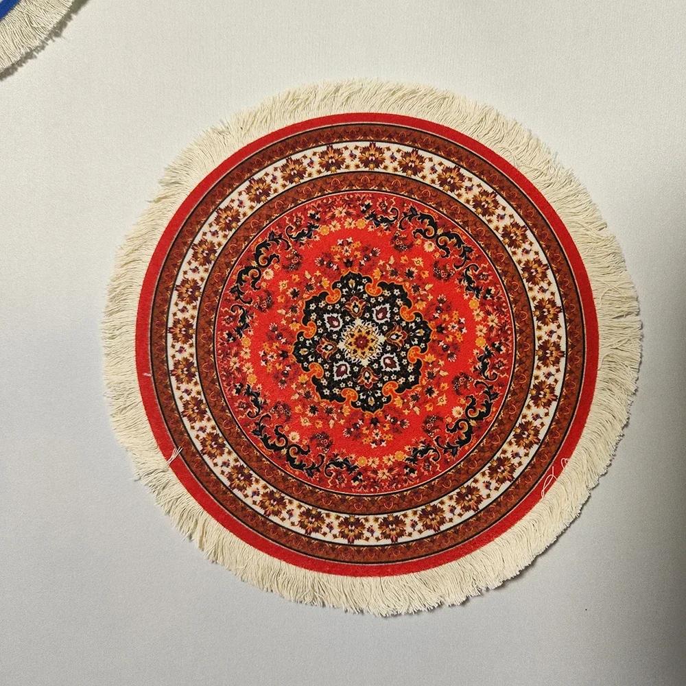 Woven flower Persian carpet small coaster wholesale merchants mouse pad desk mat retro style rubber non-slip computer desk mats