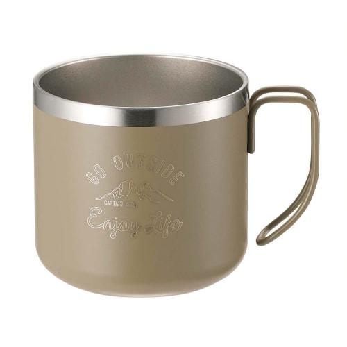 Captain Stag (CAPTAIN STAG) Double Stainless Steel Vacuum Insulated Mug, 350ml, Khaki, Monte (UE-3431)