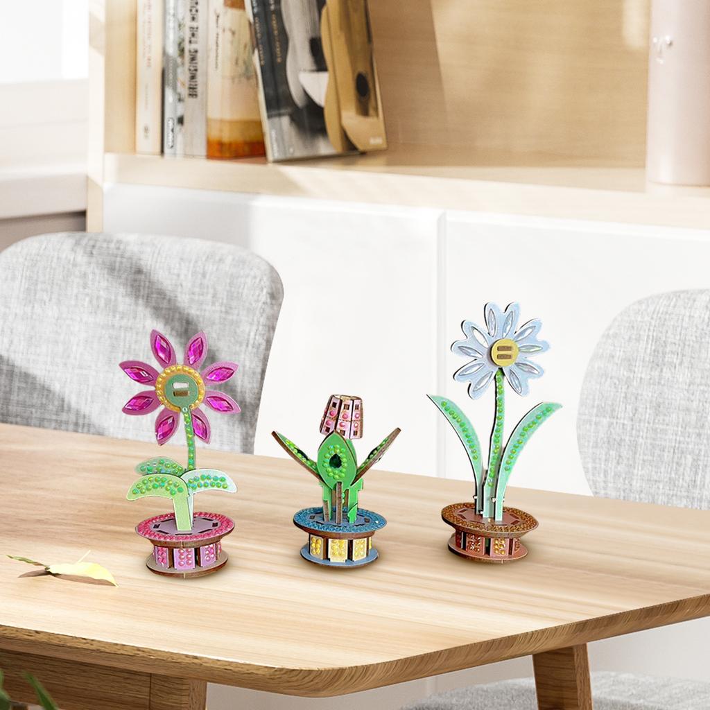 3D Puzzle DIY Wooden Flower Wooden Flowers for Crafts 3D DIY Wood Crafts Flower for Adults & Youngster