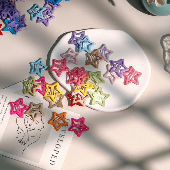 Dopamine Color Star Hair Clips: Cute Five-Pointed BB Clips for Bangs & Stray Hairs