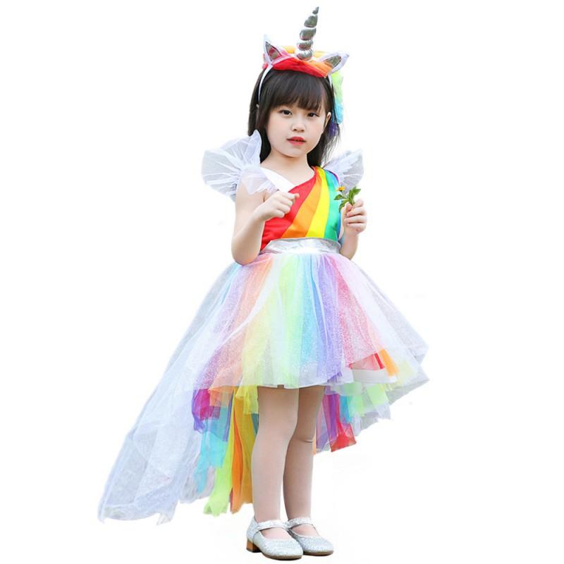 Kostium na imprezę Halloweenową dla dziewczynek My Little Pony Jednorożec Tęczowa Sukienka Strój Cosplay