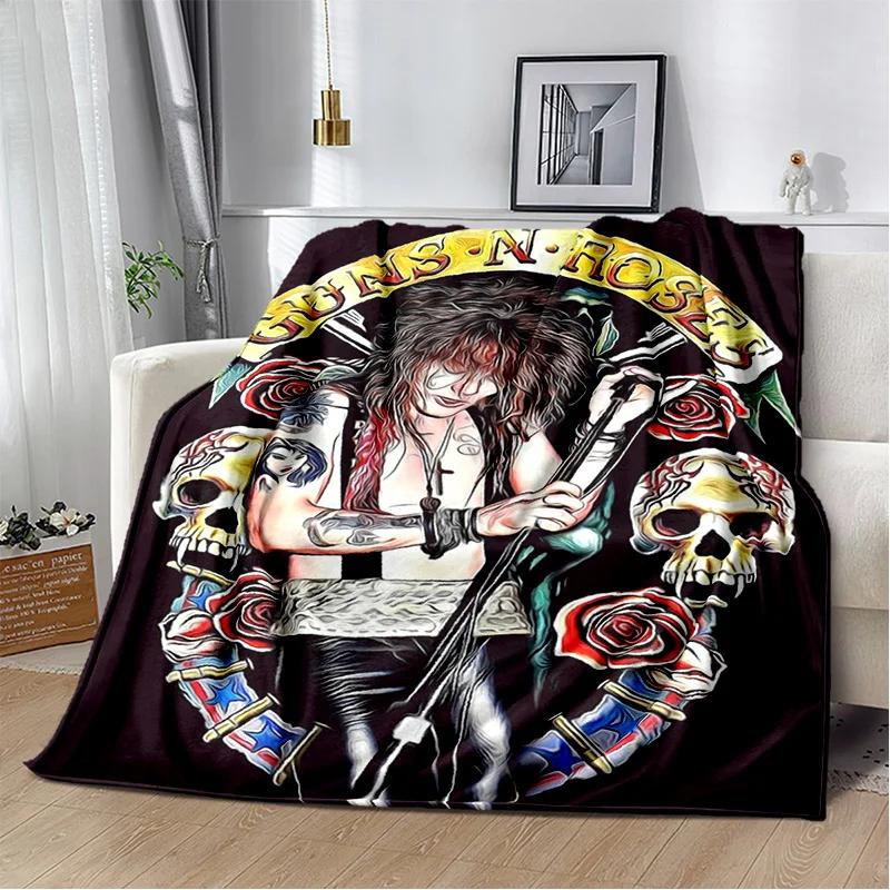 Guns N Roses Hard Rock Band Blanket,Soft Throw Blanket for Home Bedroom Bed Sofa Picnic Travel Office Rest Cover Blanket Kids