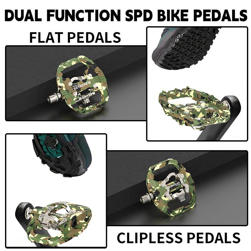 BUCKLOS Bike Pedal Non Slip MTB Road Bicycle Pedal Platform Dual-Funcion Flat Clipless Ultralight Cycling Cleat Pedals Bike Part