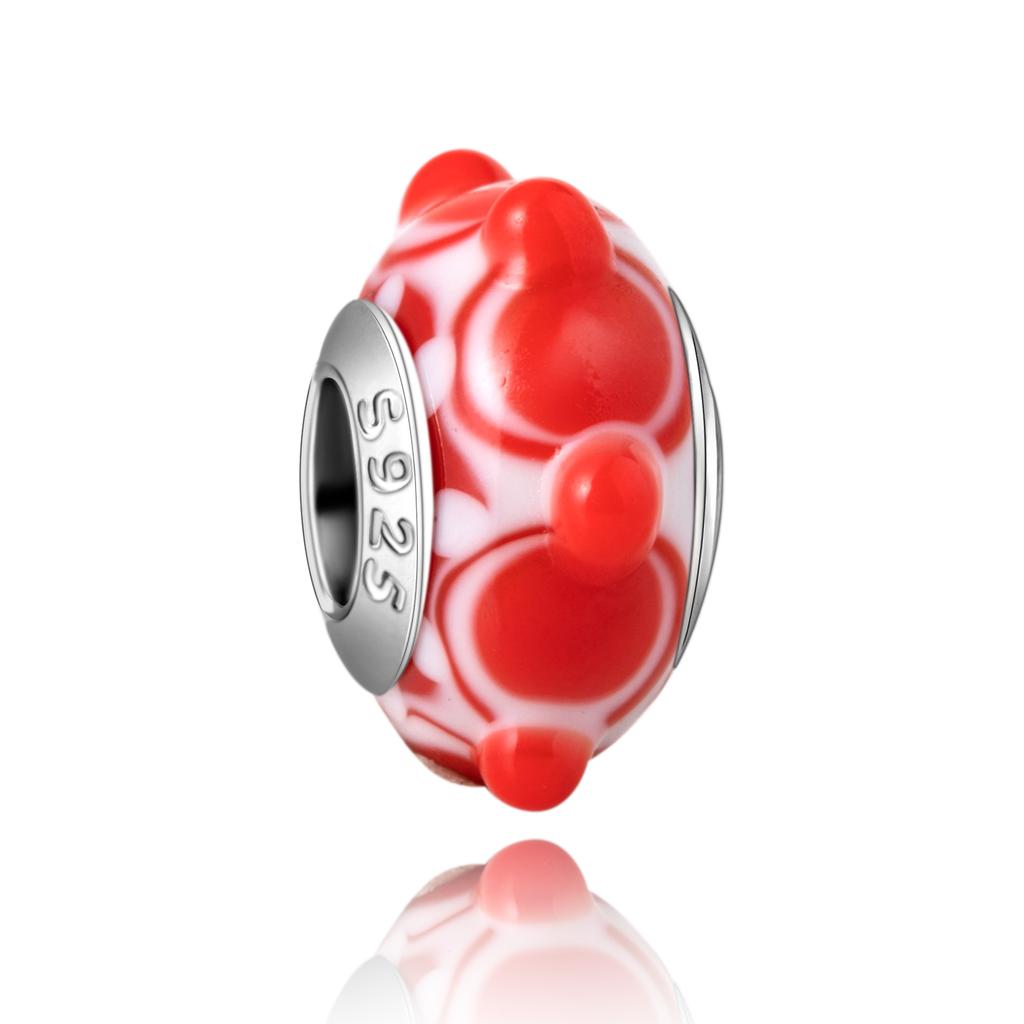 Murano Glass Collection Copper MultiColor Blue Bump Charm Fits Bracelets Women Exquisite Jewellery Accessories Gifts