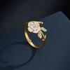 French Retro Camellia Open Ring Dripping Oil Slightly Inlaid High-end Flower Index Finger Ring Light Luxury Adjustable Ring